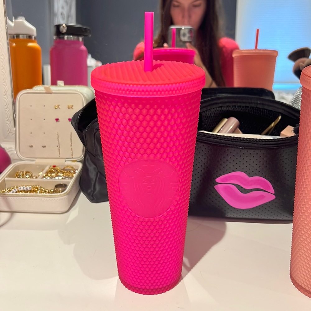 Hot pink matte Starbucks cup